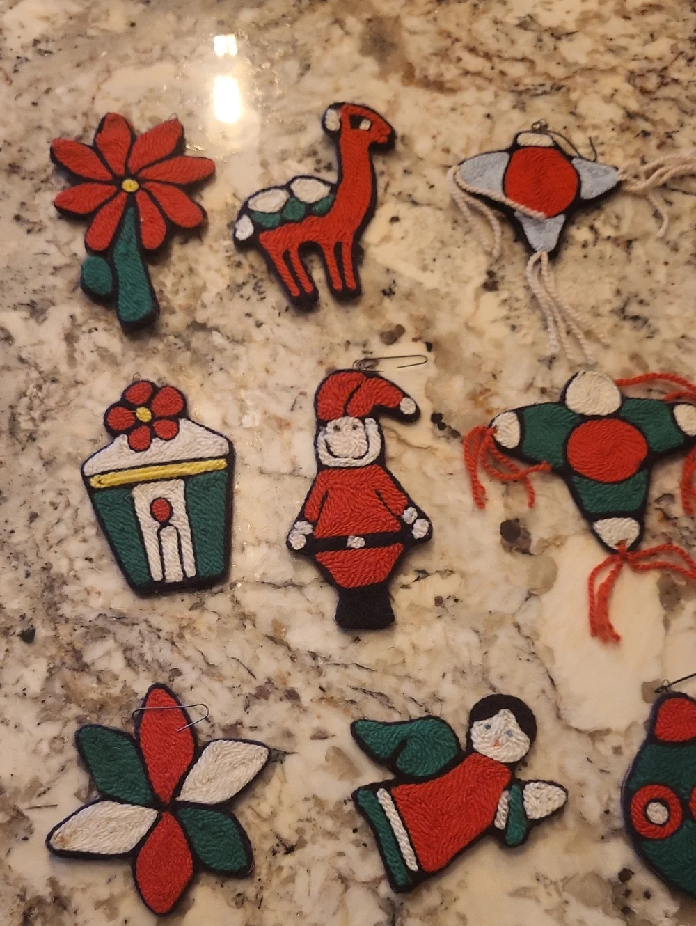Vintage Set Of 15 Handmade Yarn Christmas Ornaments